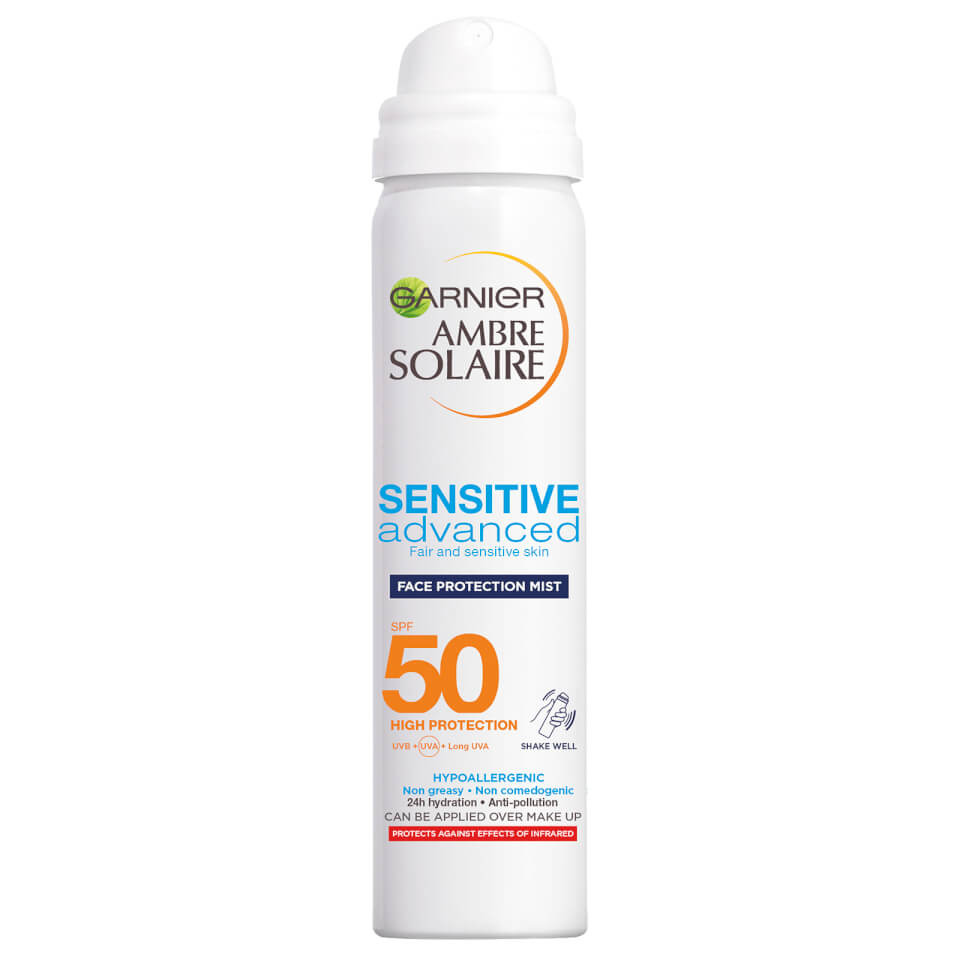 ambre solaire sensitive hydrating hypoallergenic face sun cream mist spf50 75ml