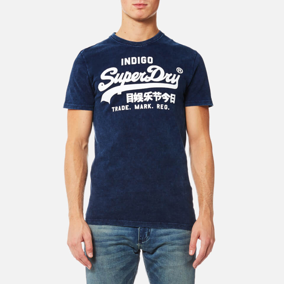 Superdry Men's Vintage Logo Indigo T-Shirt - Worn Indigo Clothing ...