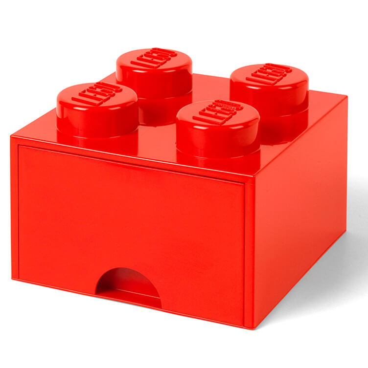 Lego Storage 4 Knob Brick 1 Drawer Bright Red Toys Zavvi