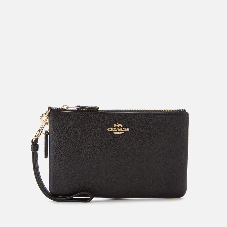 Coach Women's Polished Pebble Small Wristlet - Black - Free UK Delivery ...