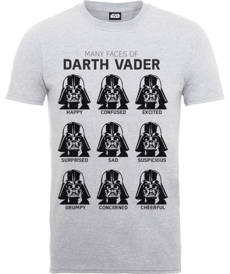 Star Wars Many Faces Of Darth Vader T Shirt Grey Iwoot Uk