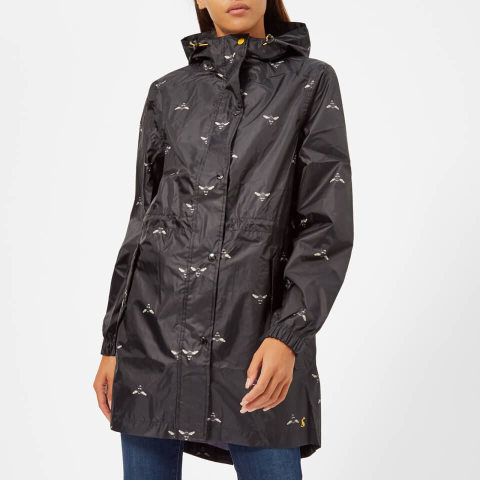Joules Women's Golightly Waterproof Packaway Coat Black Botanical