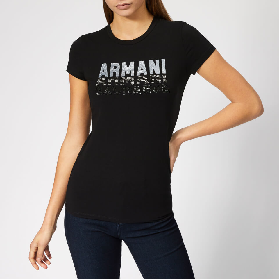 Armani Exchange Women's Logo Sequin T-Shirt - Black | TheHut.com