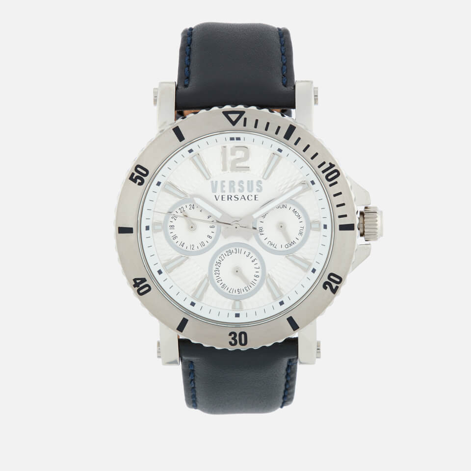Versus Versace Men's Steenberg Leather Strap Watch - Navy/Silver