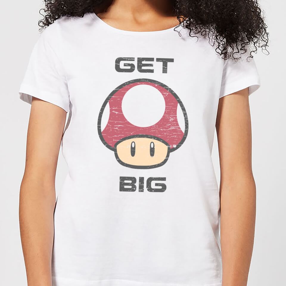 Nintendo Super Mario Get Big Mushroom Women S T Shirt White Clothing Zavvi Uk