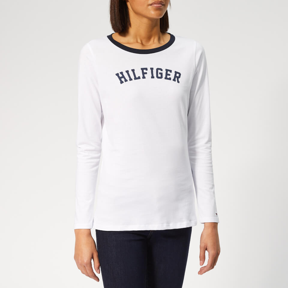 Tommy Hilfiger Women's Long Sleeve Logo TShirt White Womens Clothing