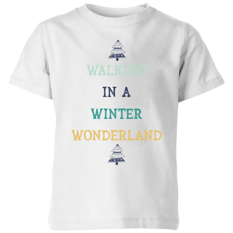 Walking In A Winter Wonderland Kids Christmas T Shirt White