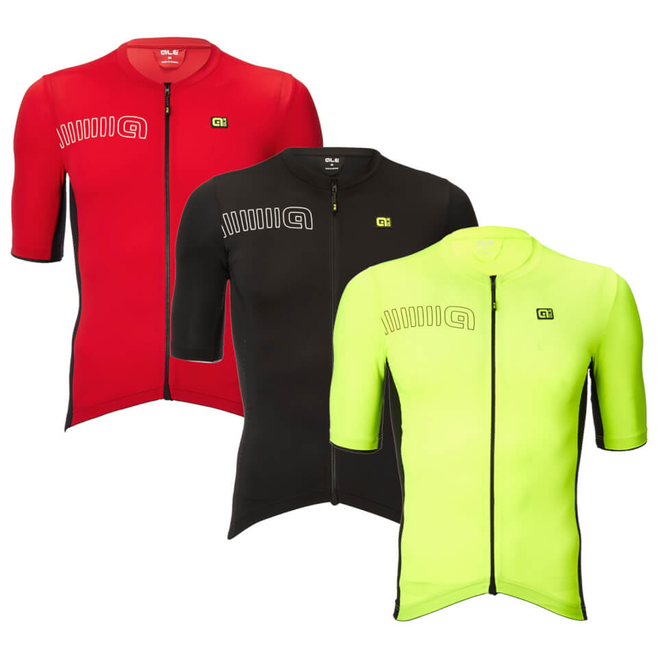 Alé - Solid Block | Jerseys Alé Solid Block - Cykeltrøje m. korte ærmer - Sort/Charcoal | Jerseys