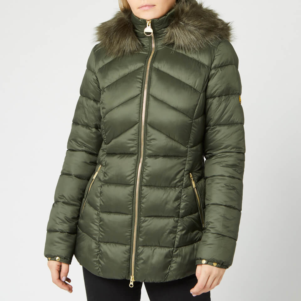 barbour international hampton quilted jacket with fur trim hood