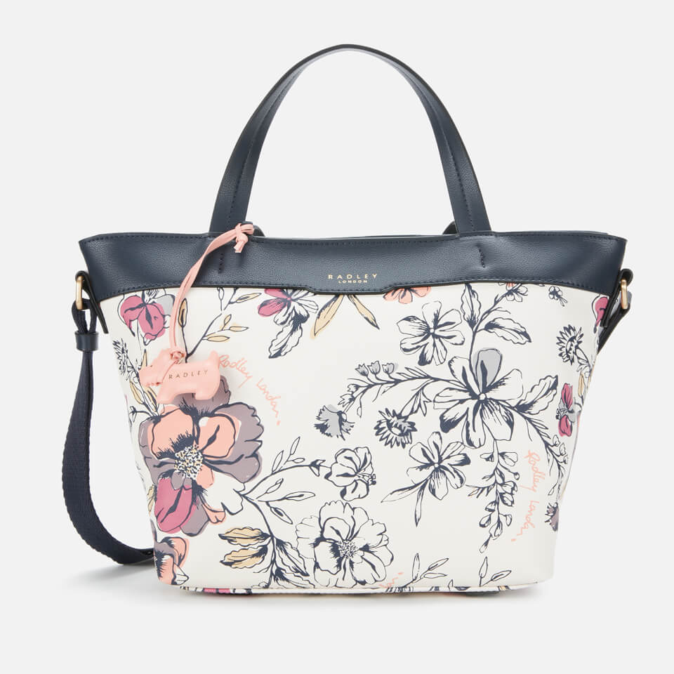 Radley Women's Sketchy Floral Medium Ziptop Multiway Bag Bright White
