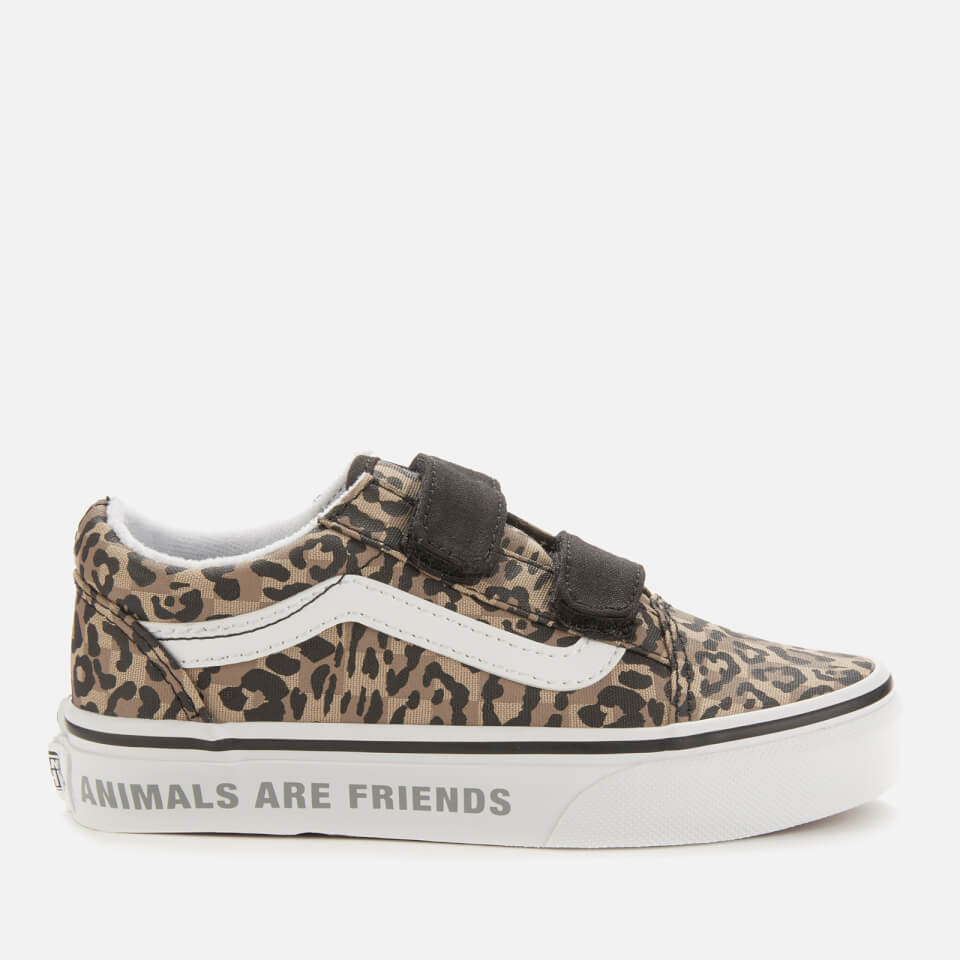 Vans Kids' Animal Old Skool Velcro Trainers - Leopard/Black | FREE UK ...