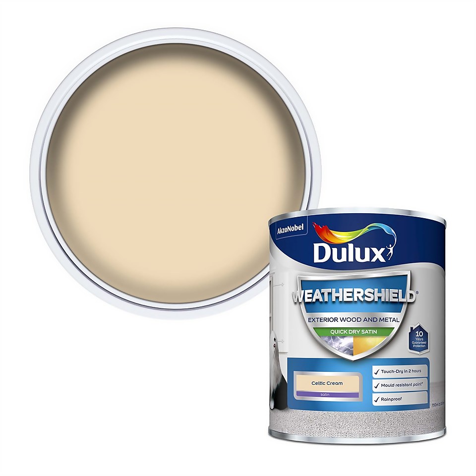 Dulux Weathershield Exterior Quick Dry Satin Paint Celtic Cream