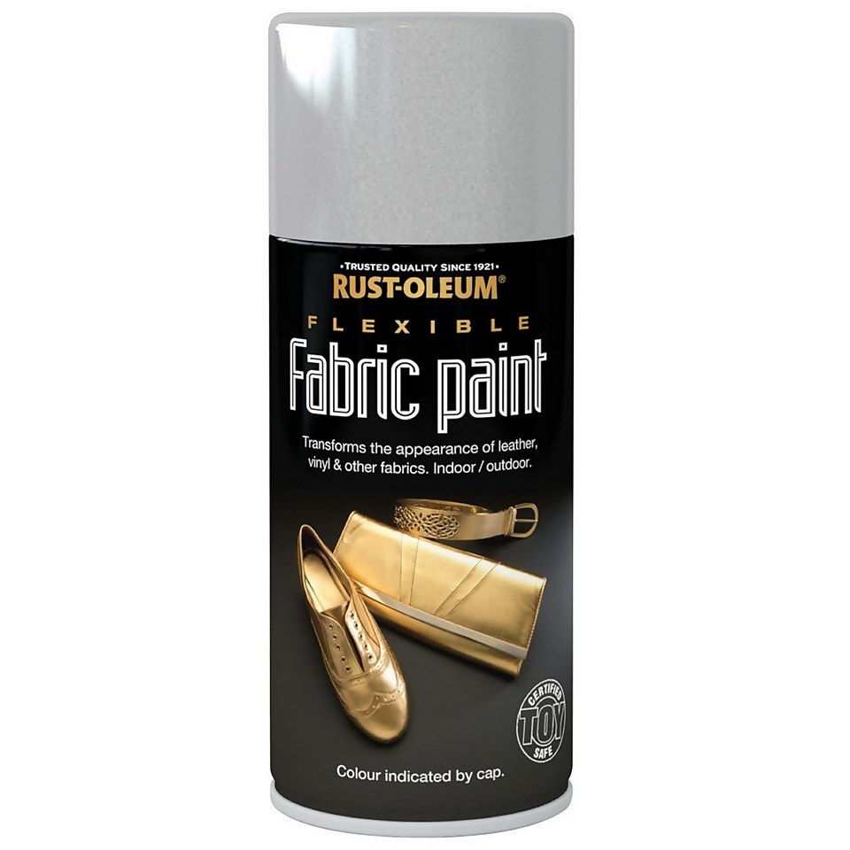 RustOleum Flexible Fabric Paint Silver Spray 150ml Homebase