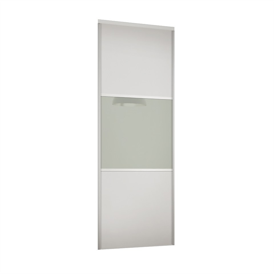 Linear Sliding Wardrobe Door 3 Panel White / Arctic White Glass with
