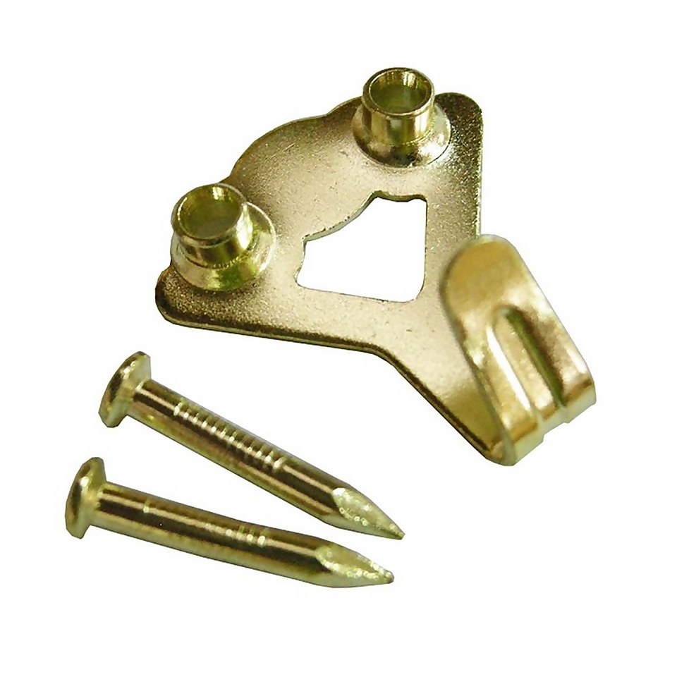 Large Heavy Duty Picture Hooks Brass 2 Pack Homebase