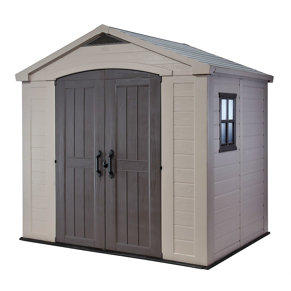 Keter Factor Outdoor Garden Storage Shed 8x6ft Beige/Brown | Homebase