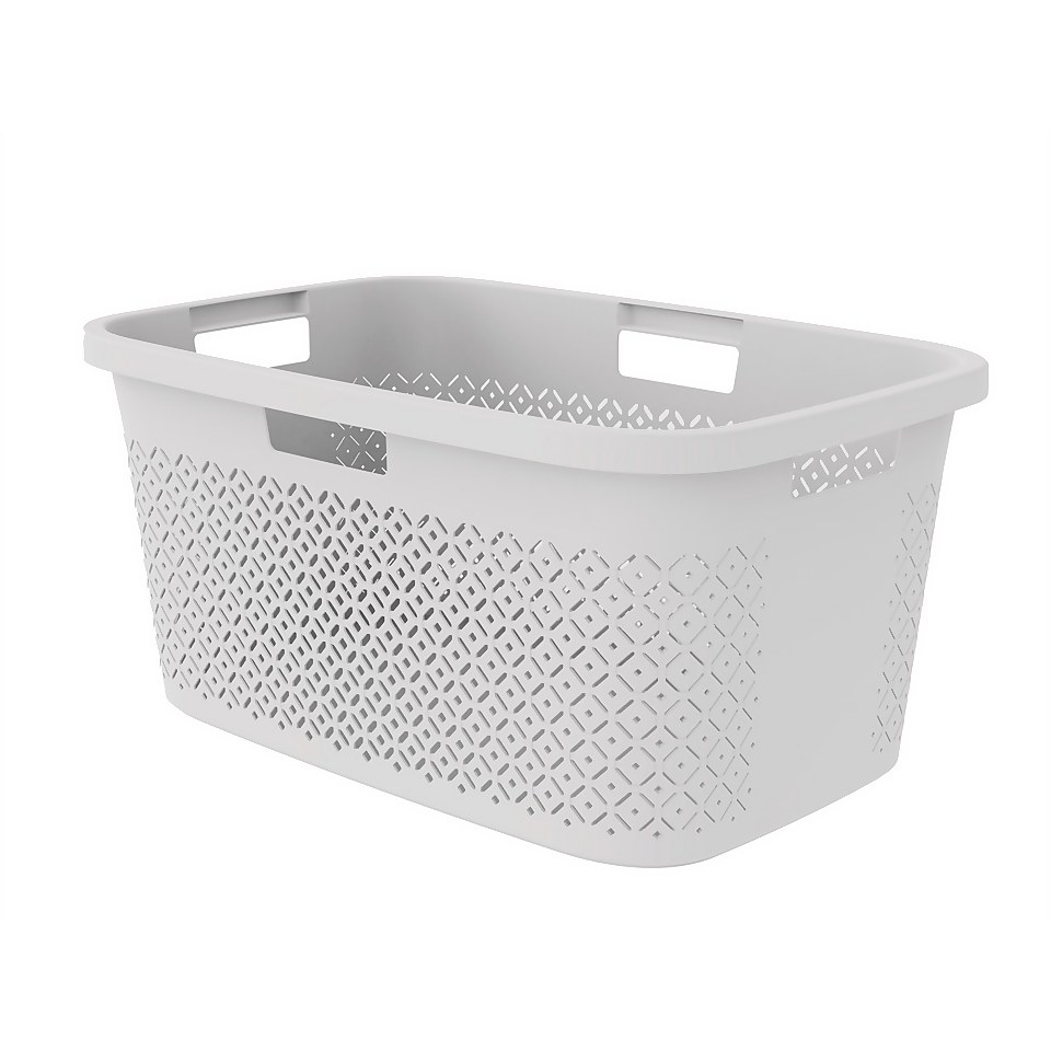 Curver Terrazzo Laundry Basket 47L Grey Homebase
