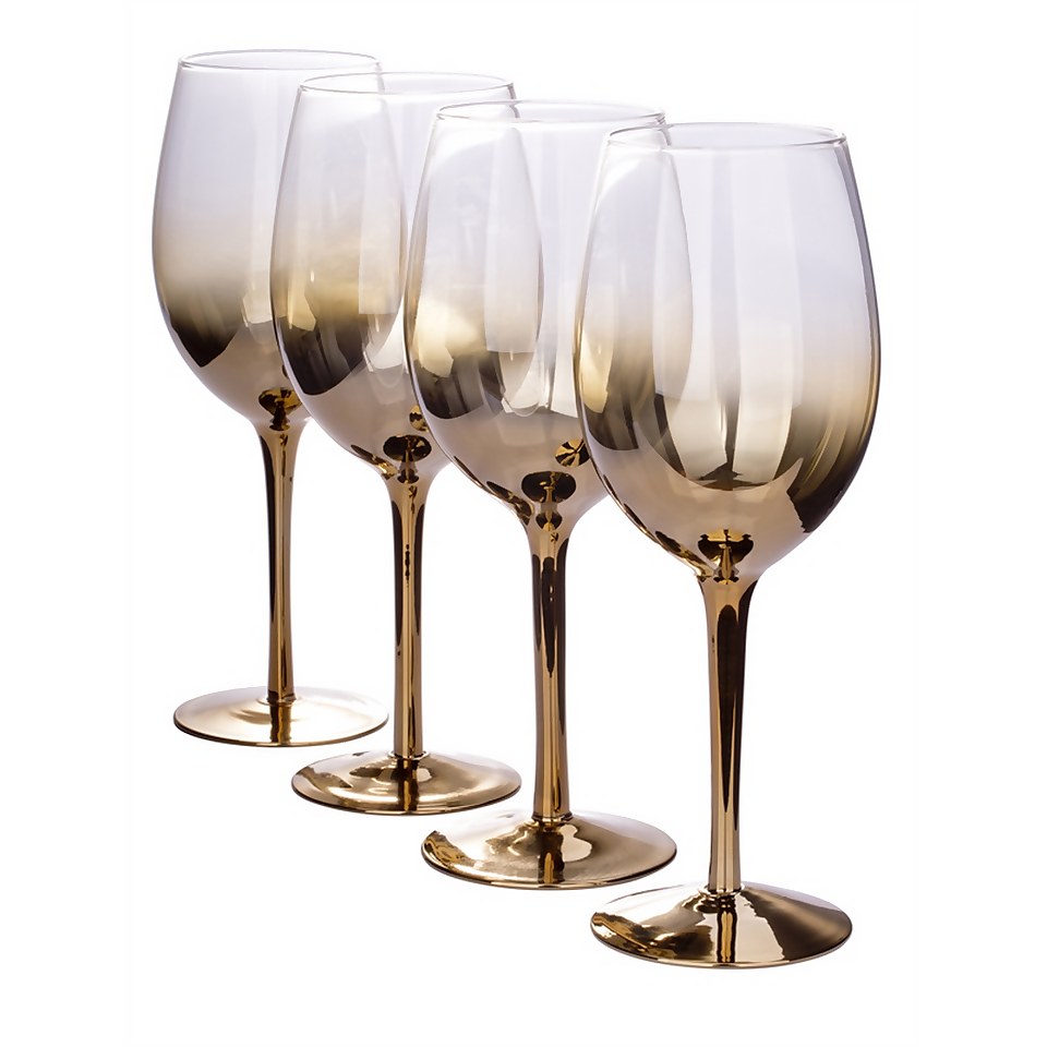 Ombre Wine Glasses Gold Set of 4 Homebase