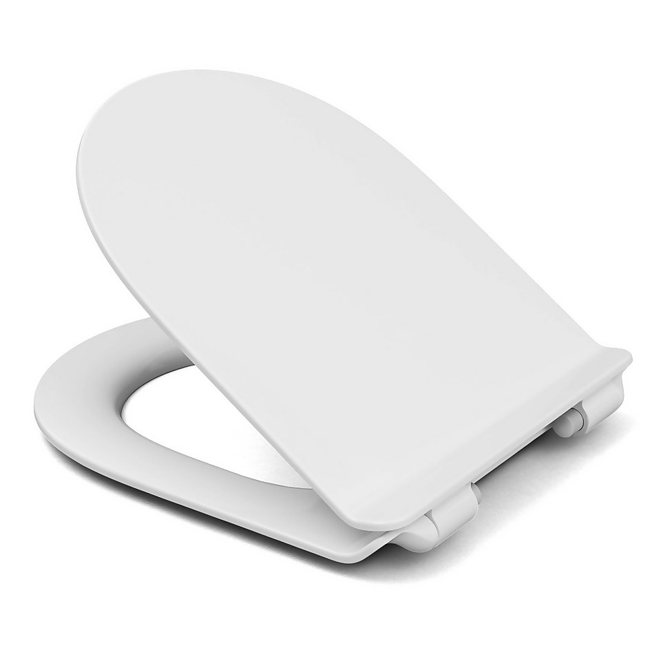 Cedo D-Shape Slim Plastic Toilet Seat - White | Homebase