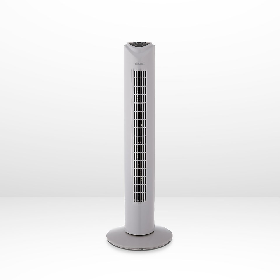 31 Inch Tower Fan with Remote Grey Homebase