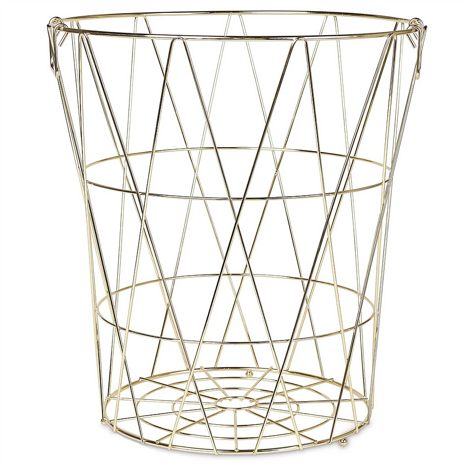 Tall Gold Storage Basket Homebase