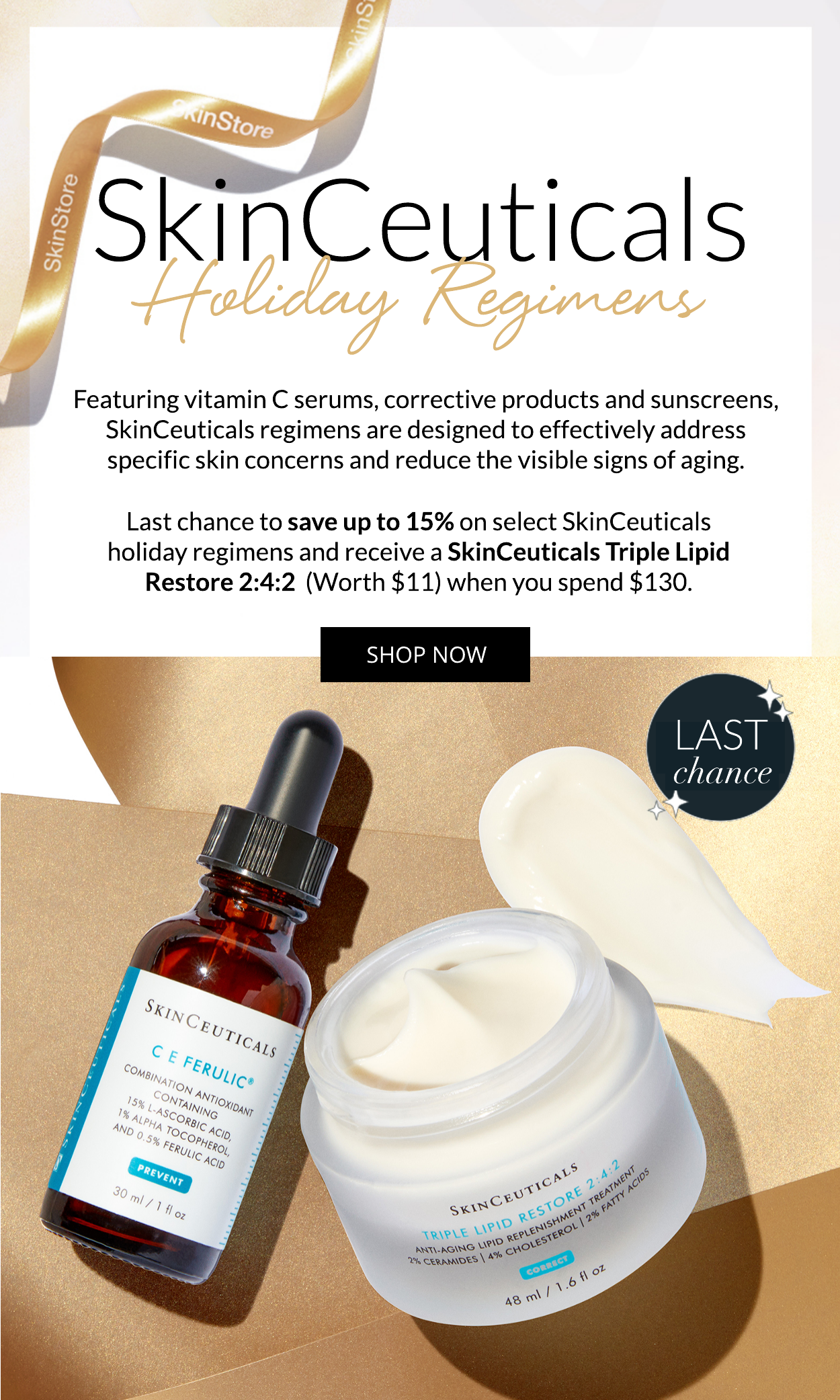 Up to 15% off SkinCeuticals Holiday Regimens