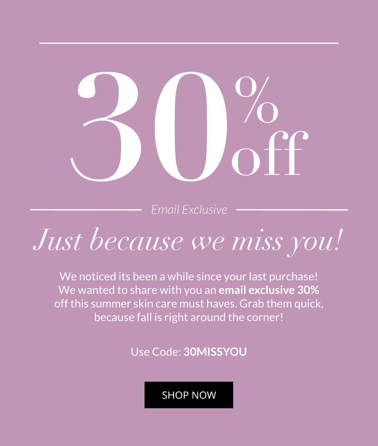 30% off email exclusive