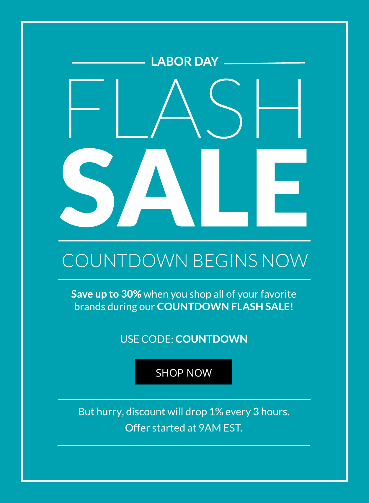 Flash Sale Save 30%