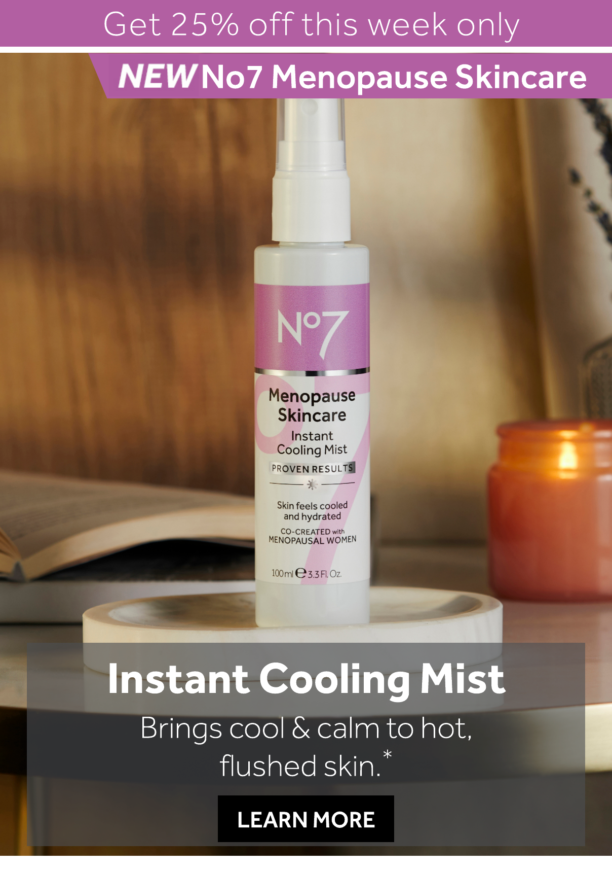 NEW Cooling Mist No7 Menopause Skincare Collection No7 Beauty
