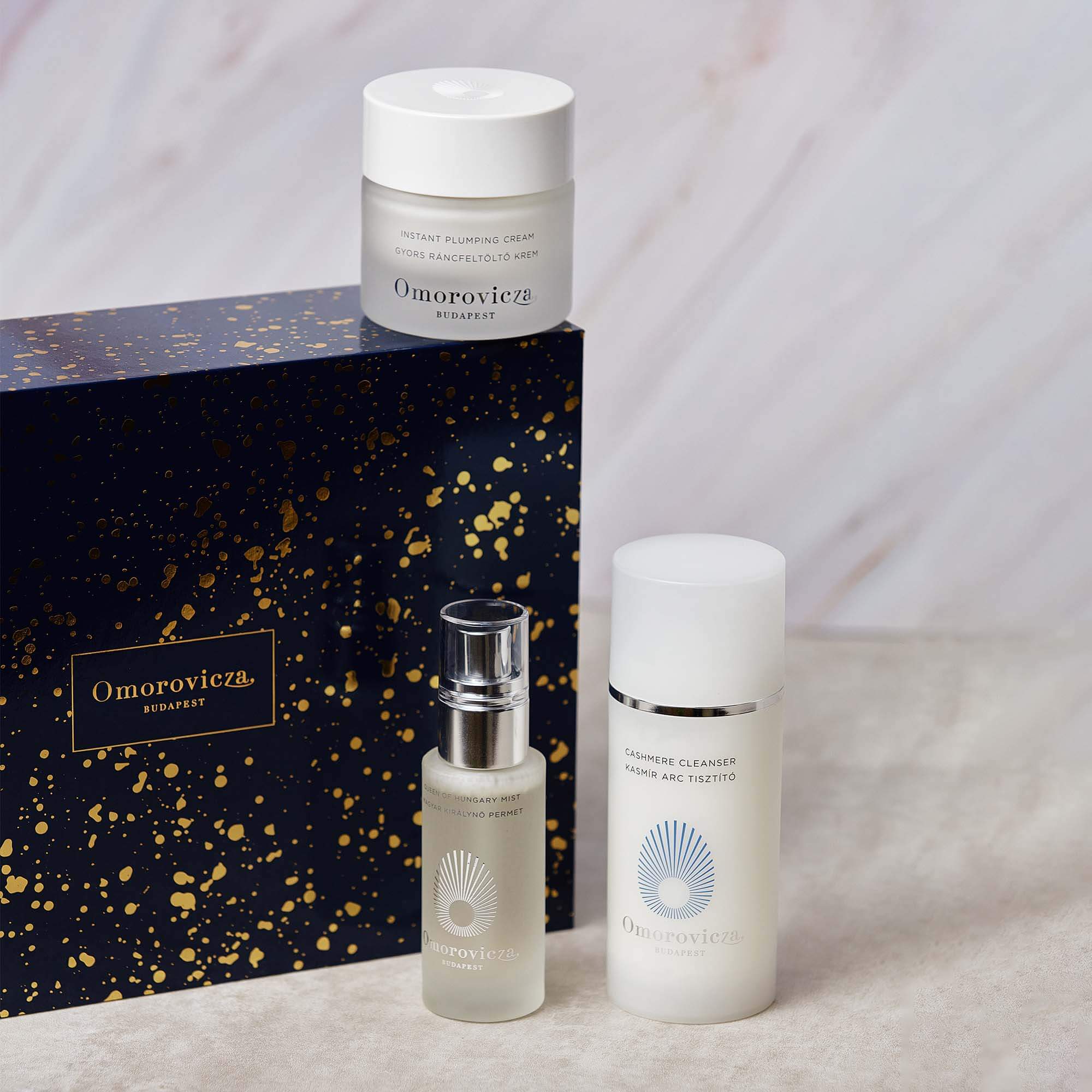 cashmere cleanser, instant plumping cream, queen of hungary mist