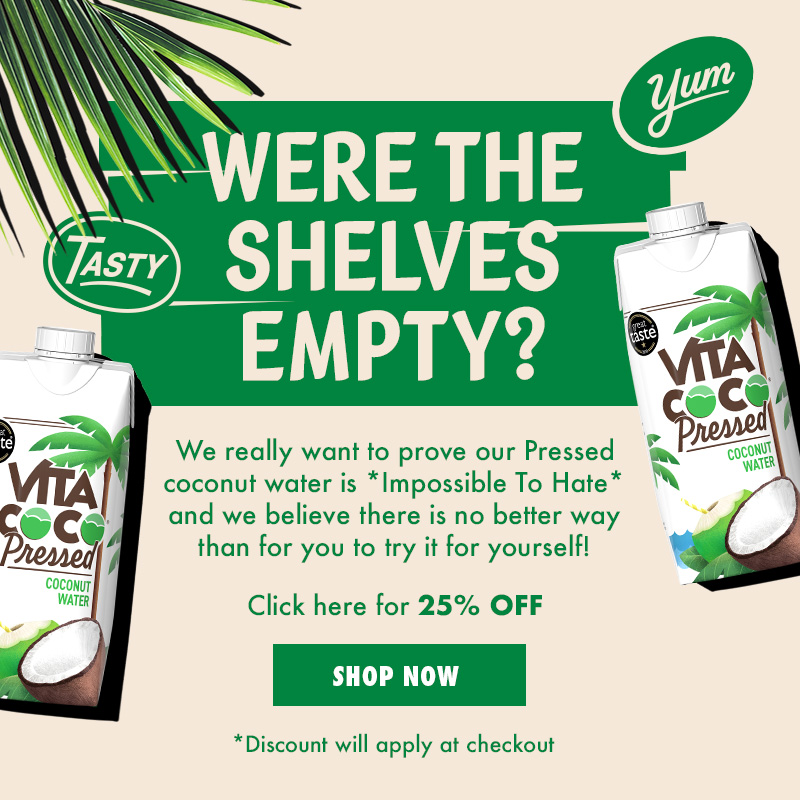 Were the shelves empty? We really ant to prove our pressed coconut water is *impossible to hate* and we believe there is no better way than for you to try it yourself! Click here for 25% off! Shop Now