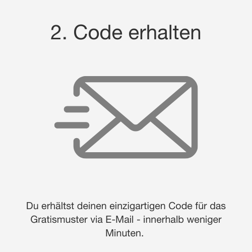 2. Code erhalten: Sie erhalten Ihren eigenen Code für das Gratismuster via E-Mail innerhalb weniger Minuten.