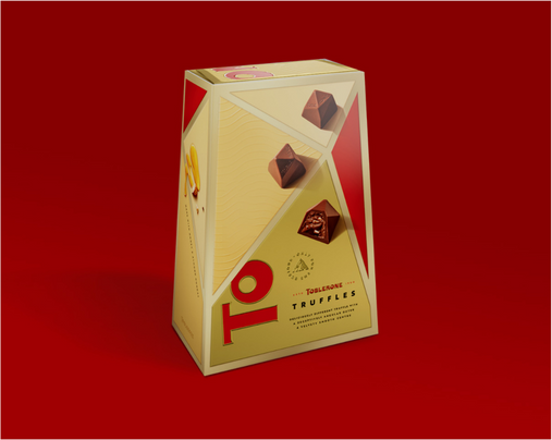 Box of Toberone Truffles with red background