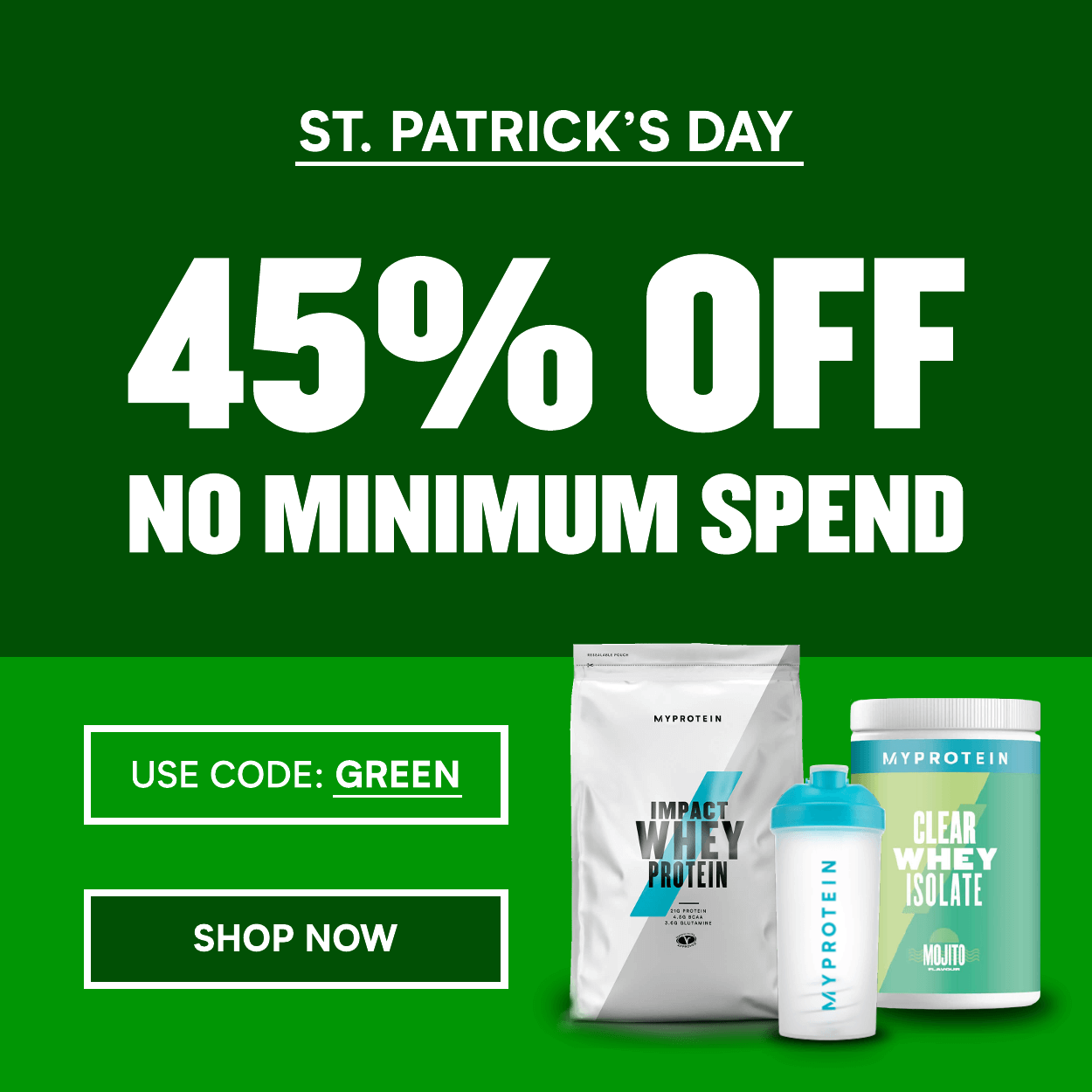 45% off no min spend