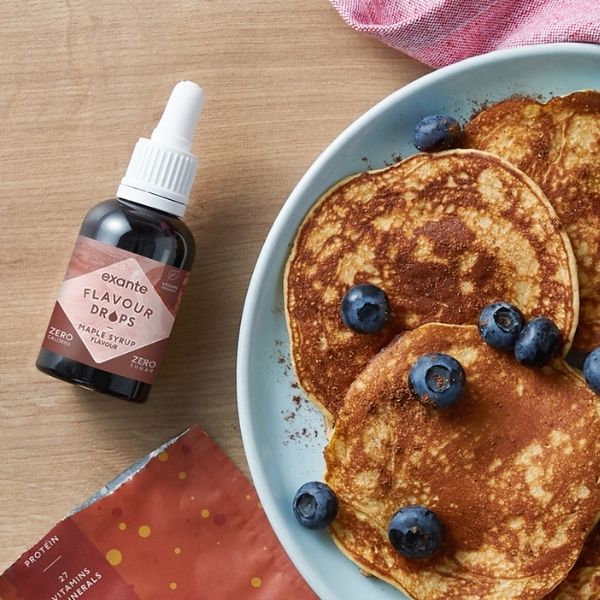 A picture of our pancakes and our Maple Syrup flavour drops