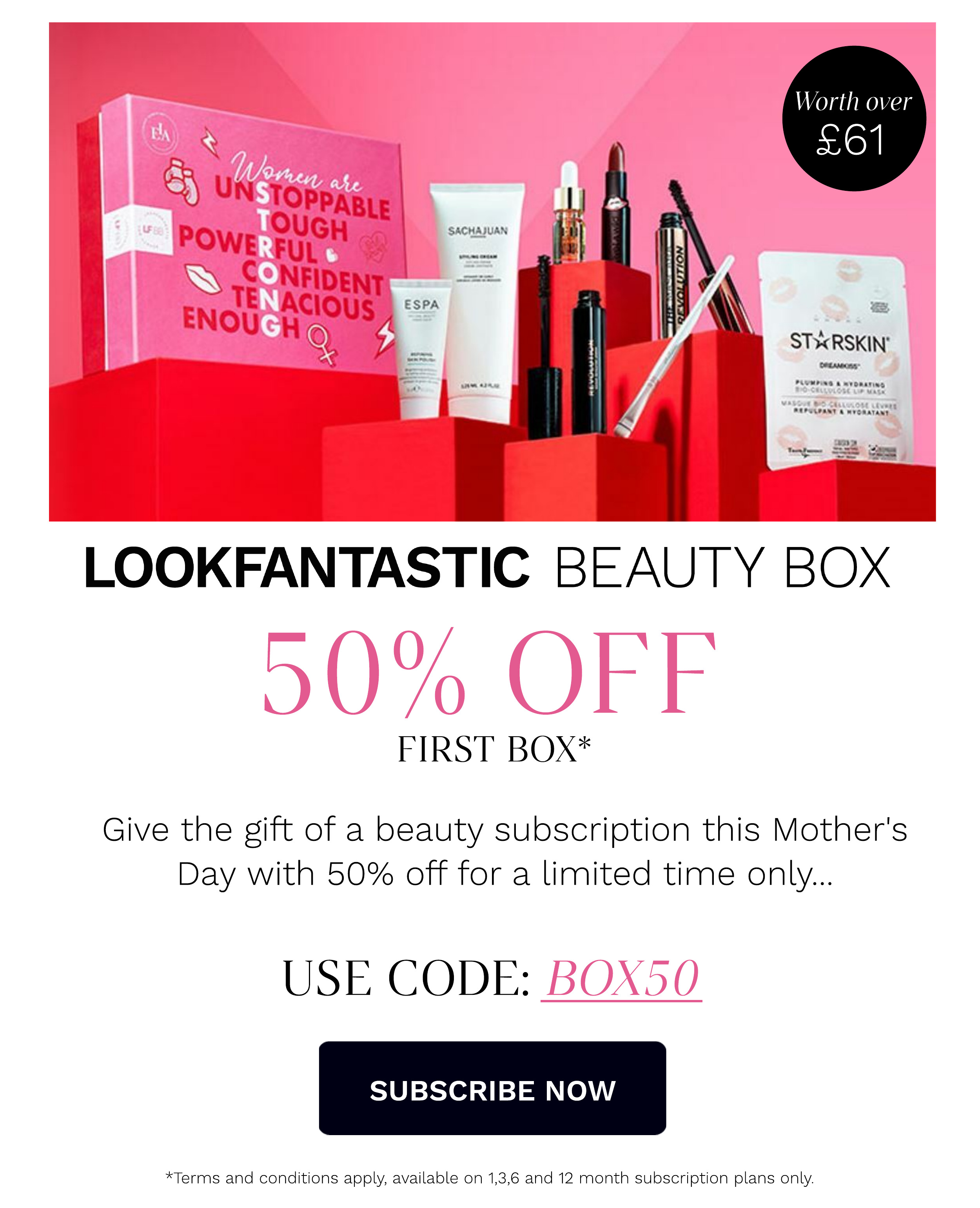 50 percent off first beauty box