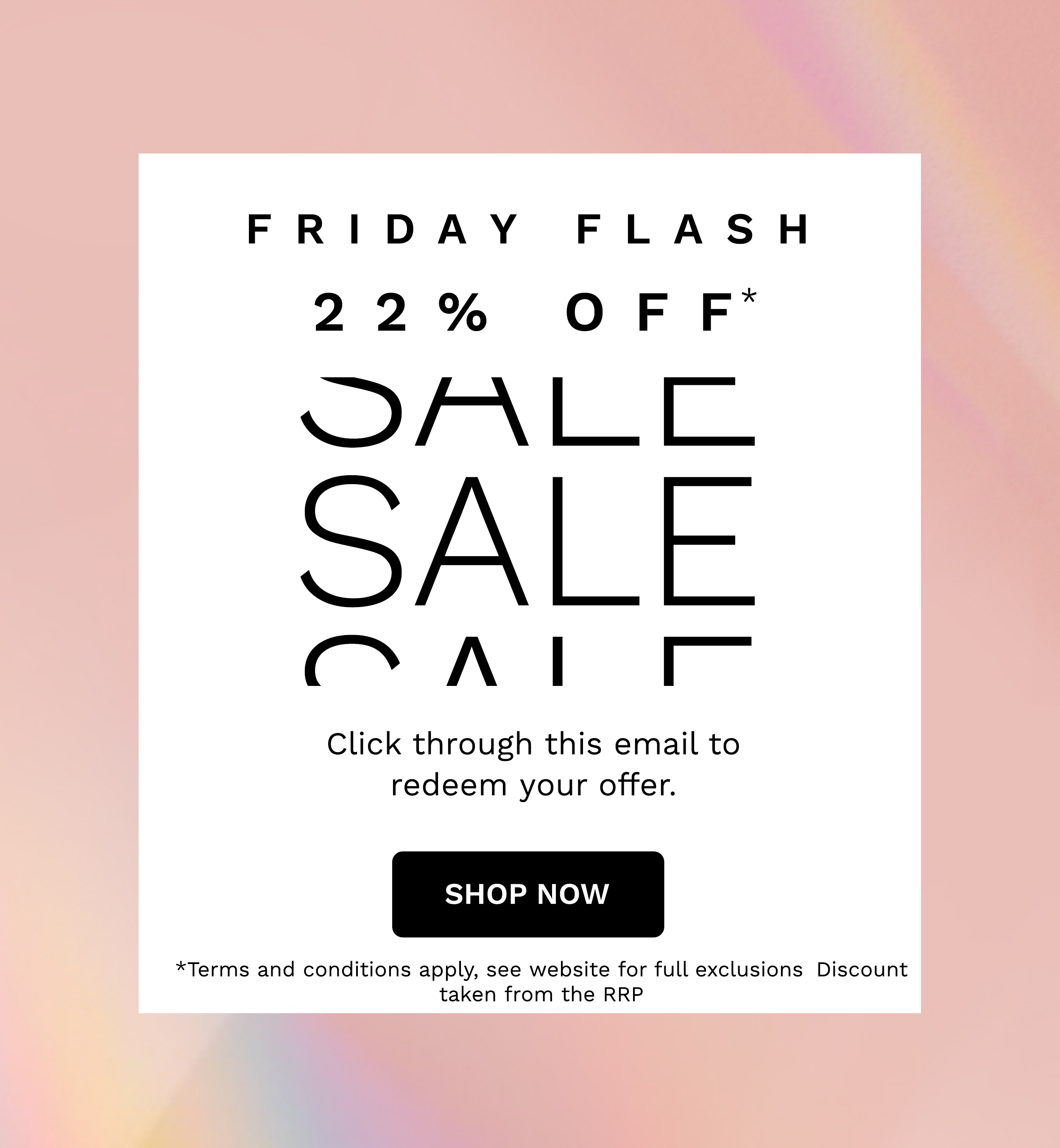 FRIDAY FLASH SALE 22 OFF 5 HOURS ONLY