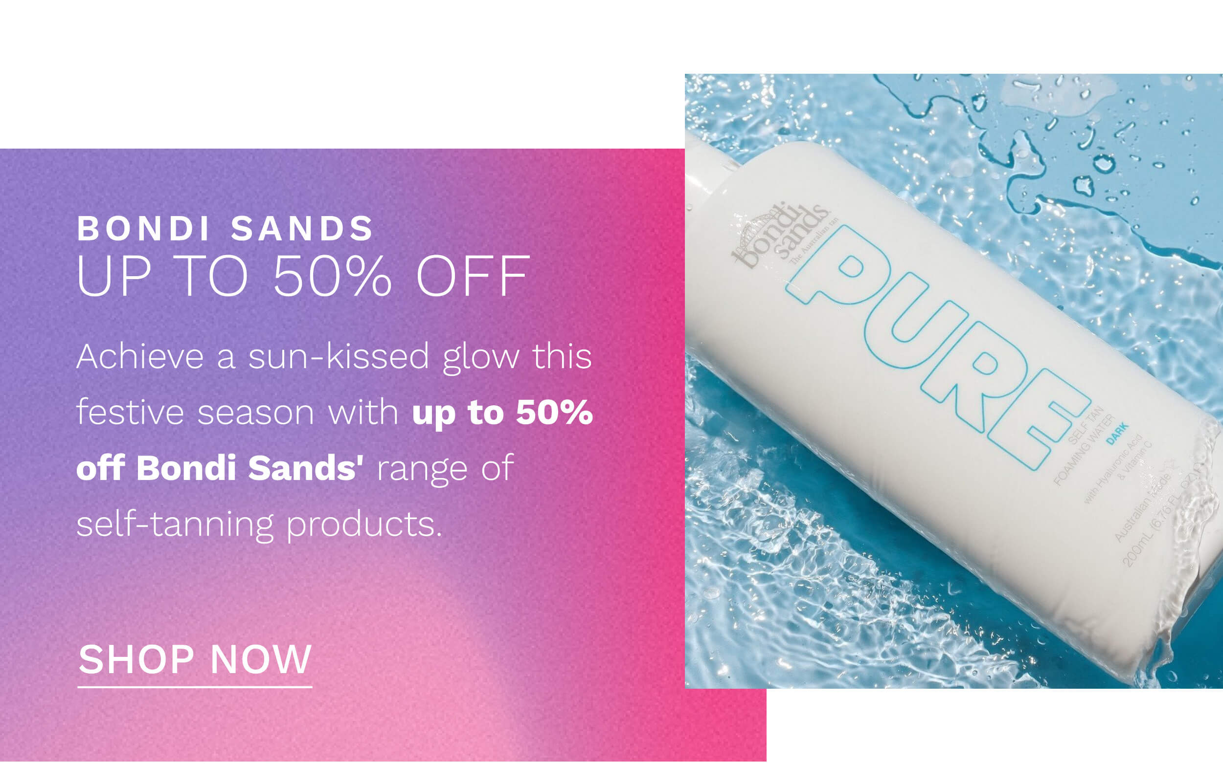 up to 50 percent off bondi sands