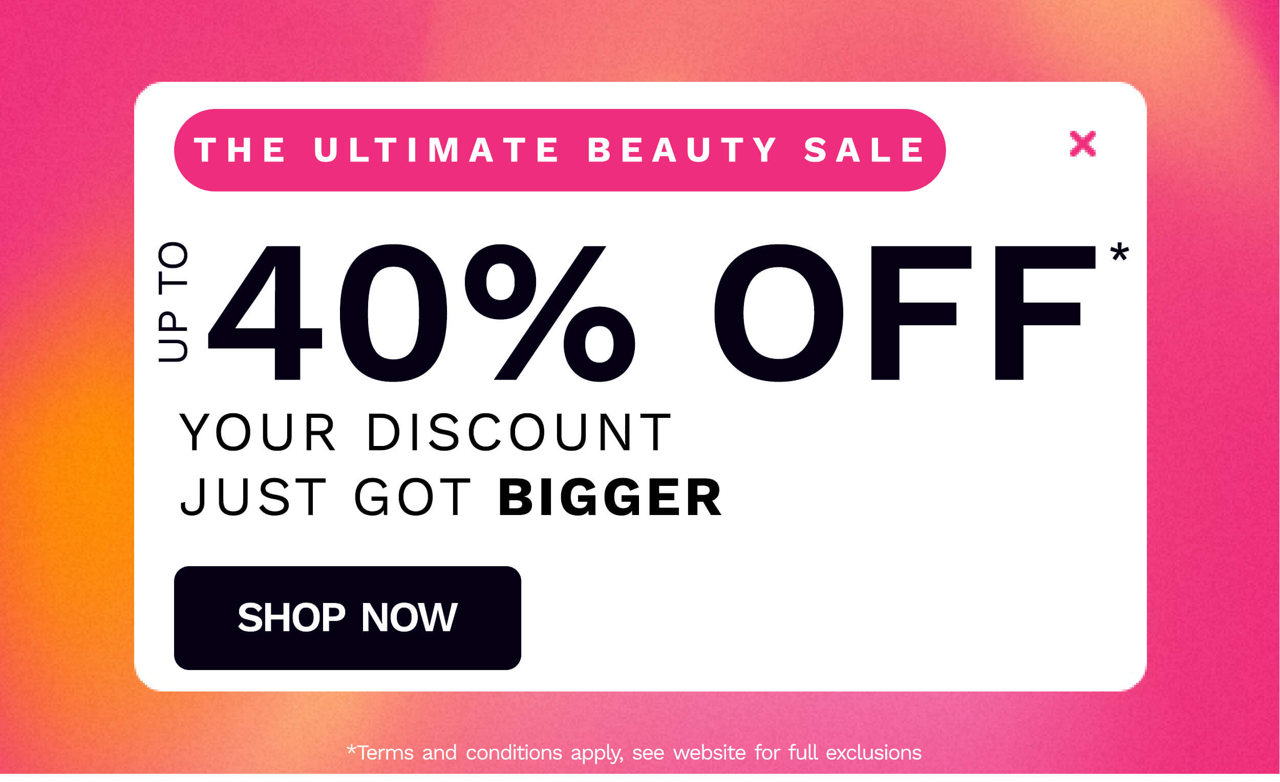 Up to 40 percent off